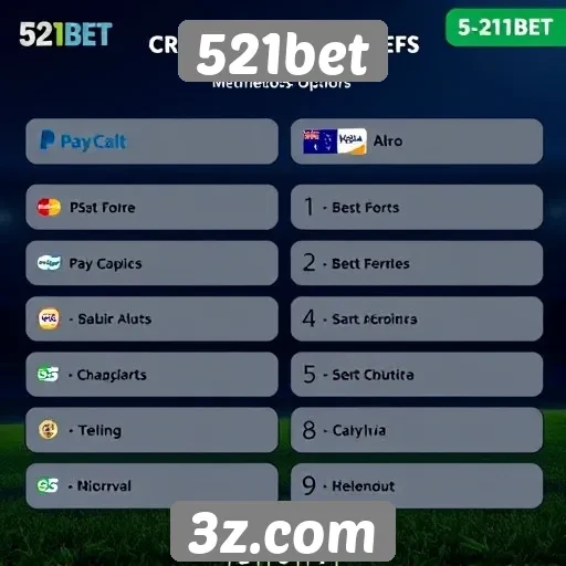 Métodos de pagamento disponíveis na 521bet